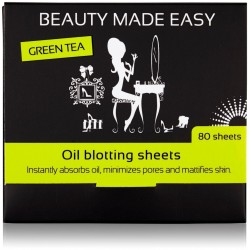 Foite matifiante, cu ceai verde, pentru ten, Beauty Made Easy, 80 buc